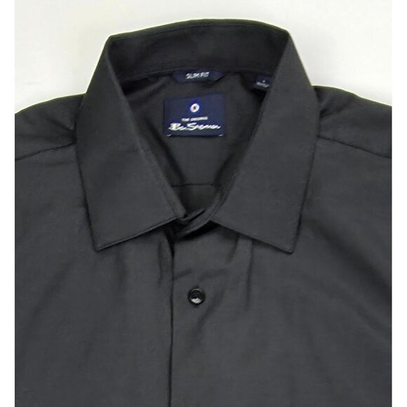 ben Sherman Slim Fit Size Large 16-16.5 34/35 Black Basketweave Dobby Shirt NWT - Picture 14 of 14